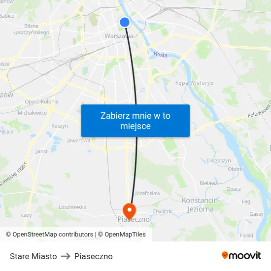 Stare Miasto to Piaseczno map