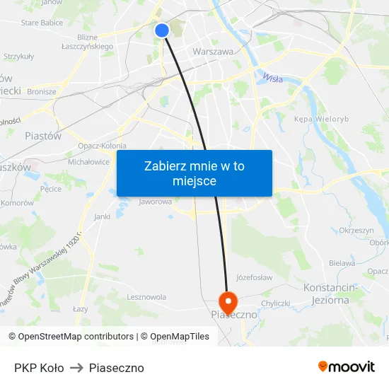 PKP Koło to Piaseczno map