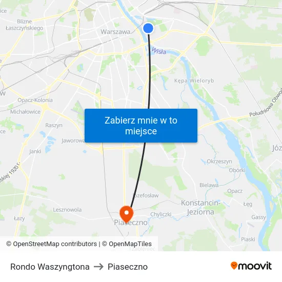 Rondo Waszyngtona to Piaseczno map