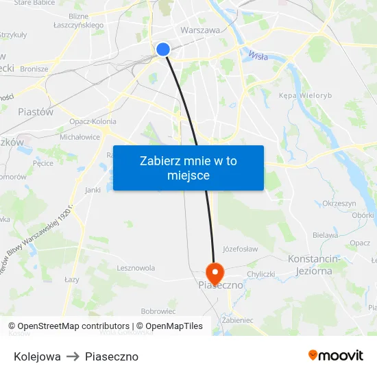 Kolejowa to Piaseczno map