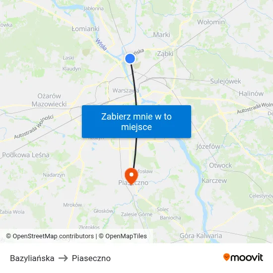 Bazyliańska to Piaseczno map
