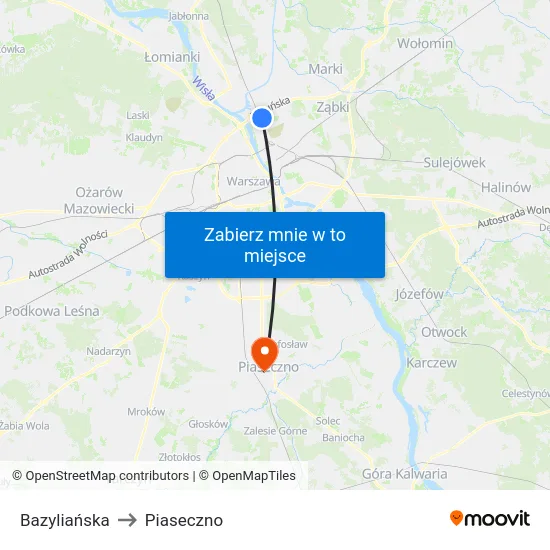 Bazyliańska to Piaseczno map