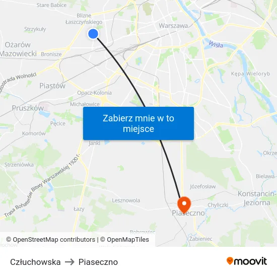 Człuchowska to Piaseczno map