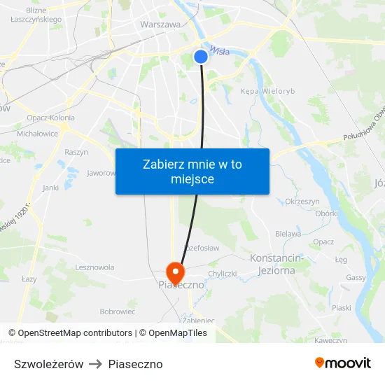 Szwoleżerów to Piaseczno map