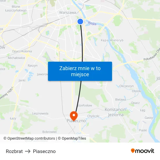 Rozbrat to Piaseczno map