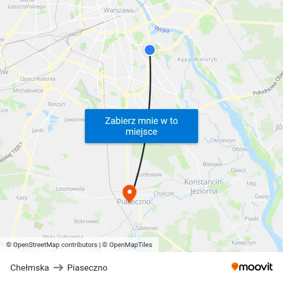 Chełmska to Piaseczno map