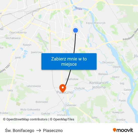 Św. Bonifacego to Piaseczno map