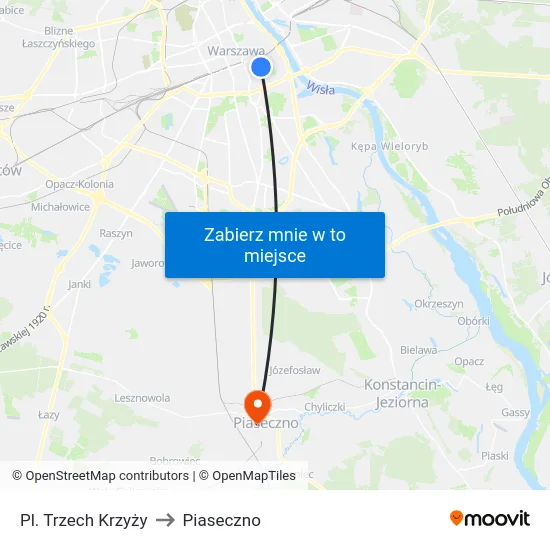 Pl. Trzech Krzyży to Piaseczno map