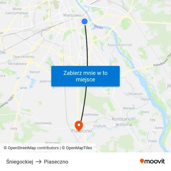 Śniegockiej to Piaseczno map