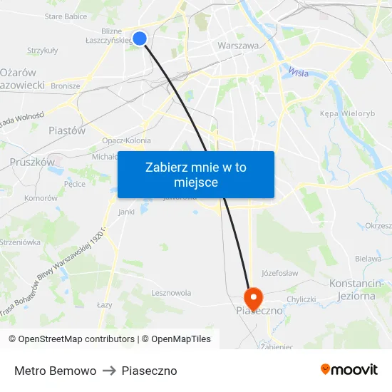 Metro Bemowo to Piaseczno map