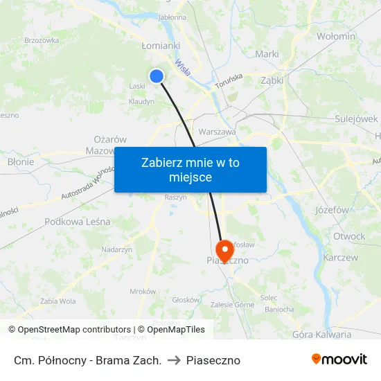 Cm. Północny - Brama Zach. to Piaseczno map