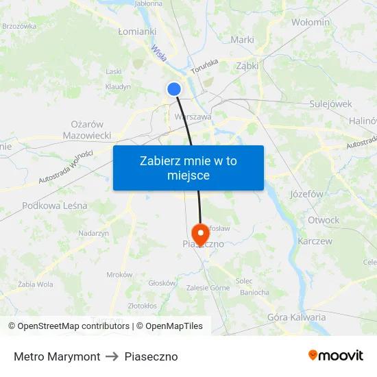 Metro Marymont to Piaseczno map