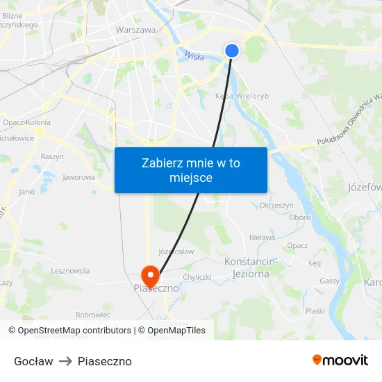 Gocław to Piaseczno map