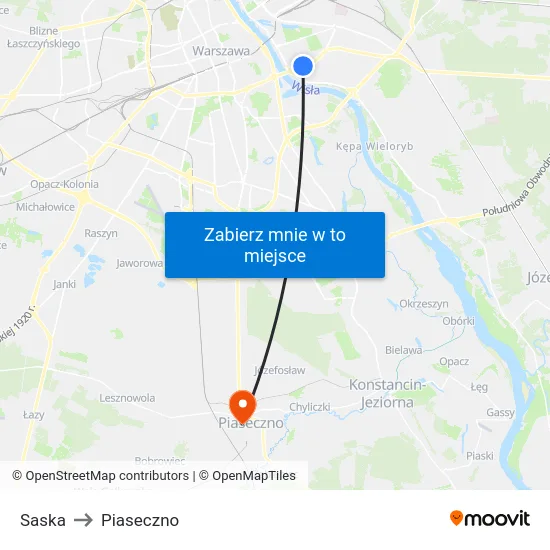 Saska to Piaseczno map
