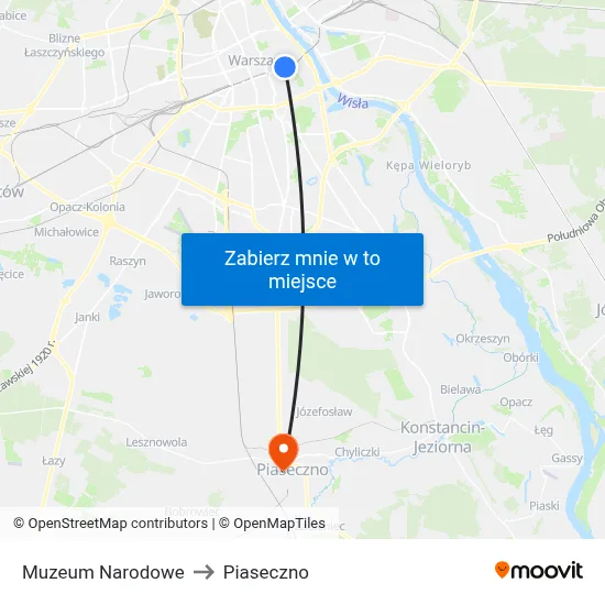 Muzeum Narodowe to Piaseczno map