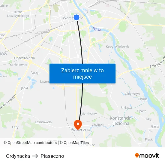 Ordynacka to Piaseczno map