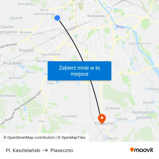 Pl. Kasztelański to Piaseczno map
