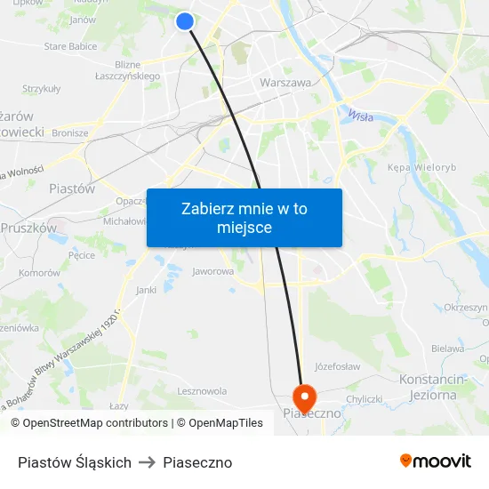 Piastów Śląskich to Piaseczno map