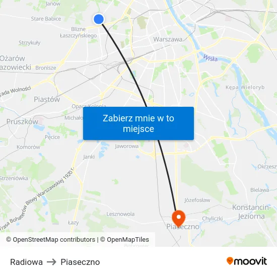 Radiowa to Piaseczno map