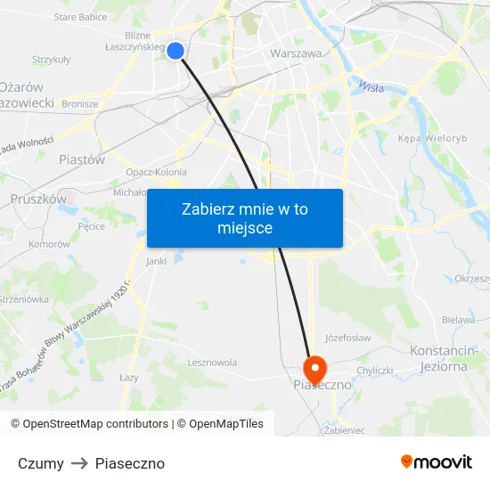 Czumy to Piaseczno map