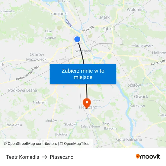 Teatr Komedia to Piaseczno map