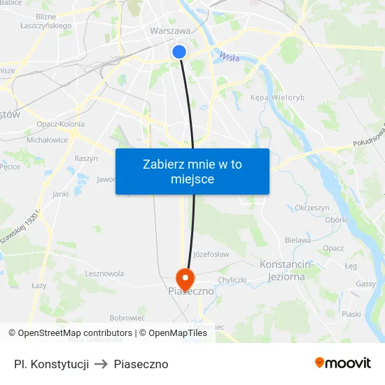 Pl. Konstytucji to Piaseczno map