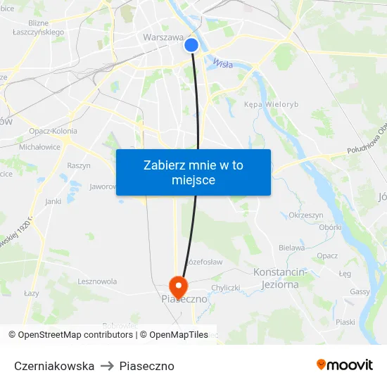 Czerniakowska to Piaseczno map