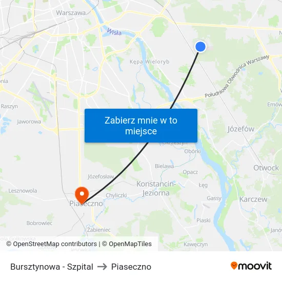 Bursztynowa - Szpital to Piaseczno map