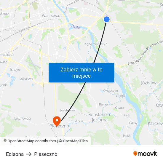 Edisona to Piaseczno map