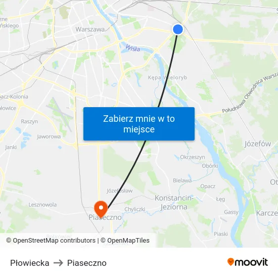 Płowiecka to Piaseczno map