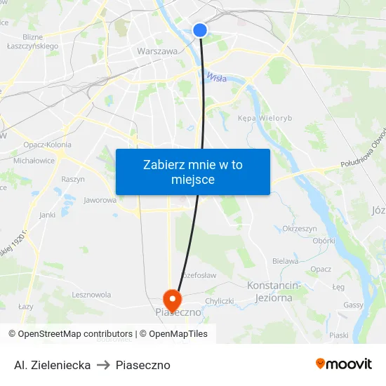 Al. Zieleniecka to Piaseczno map