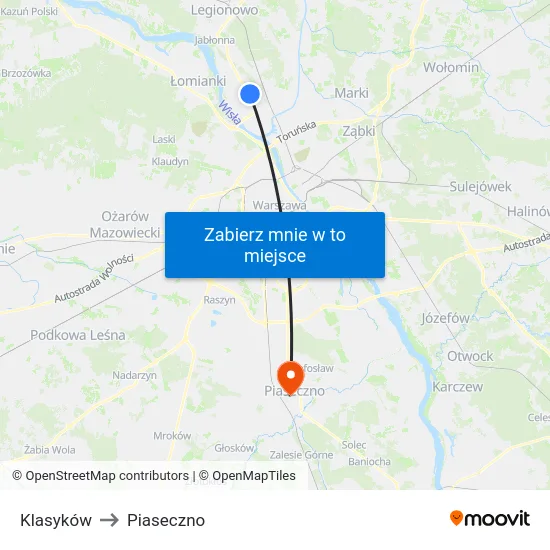Klasyków to Piaseczno map