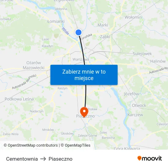 Cementownia to Piaseczno map