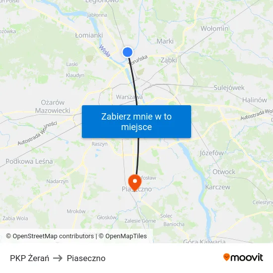 PKP Żerań to Piaseczno map