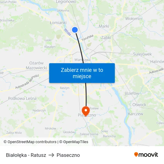 Białołęka - Ratusz to Piaseczno map