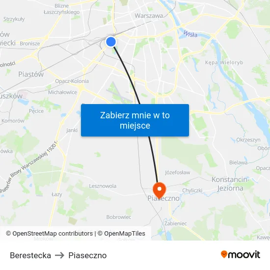 Berestecka to Piaseczno map