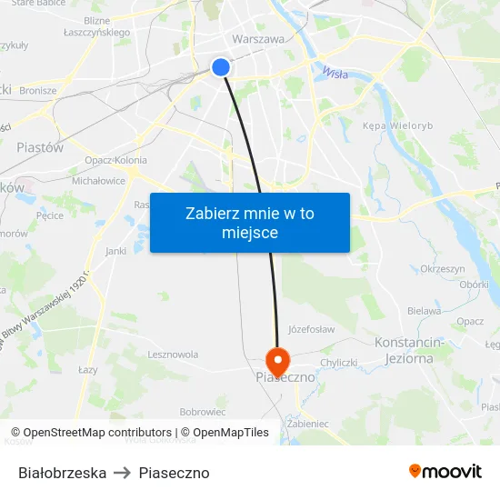 Białobrzeska to Piaseczno map