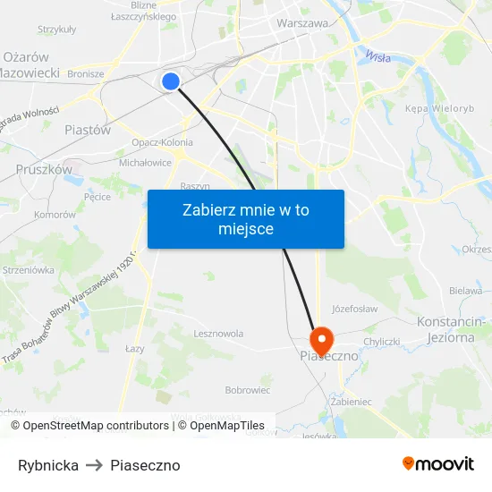 Rybnicka to Piaseczno map