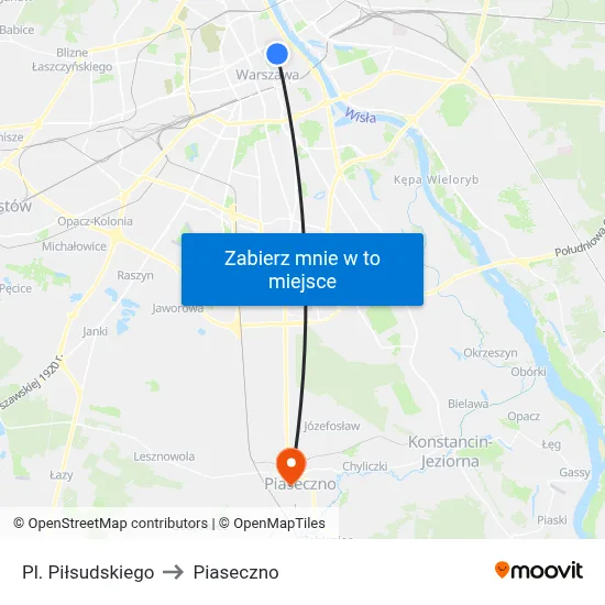 Pl. Piłsudskiego to Piaseczno map