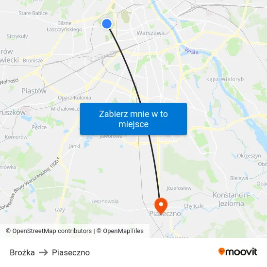 Brożka to Piaseczno map
