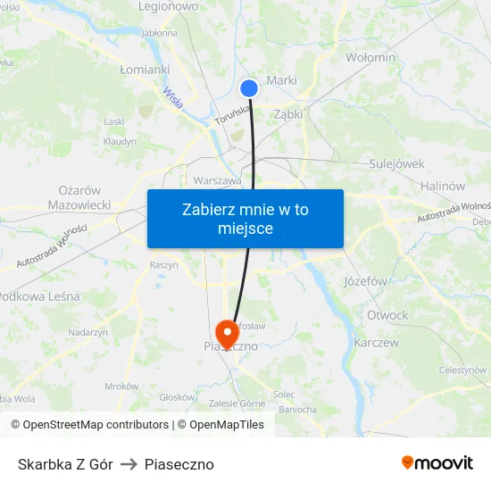 Skarbka Z Gór to Piaseczno map