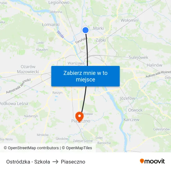 Ostródzka - Szkoła to Piaseczno map