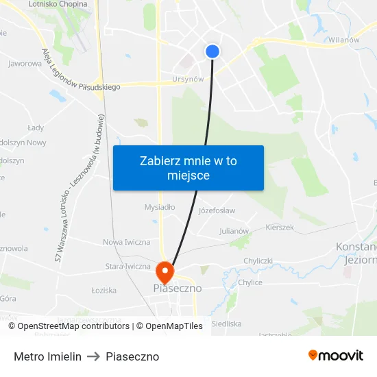 Metro Imielin to Piaseczno map