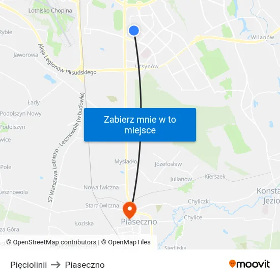 Pięciolinii to Piaseczno map