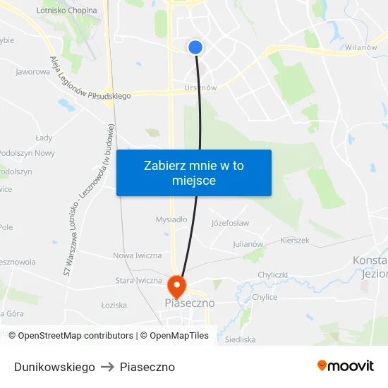 Dunikowskiego to Piaseczno map