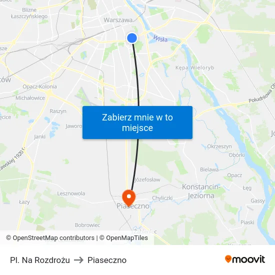 Pl. Na Rozdrożu to Piaseczno map