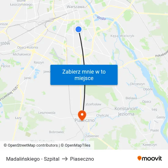 Madalińskiego - Szpital to Piaseczno map