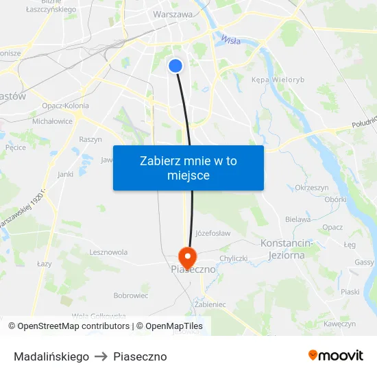 Madalińskiego to Piaseczno map
