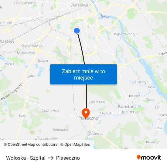 Wołoska - Szpital to Piaseczno map