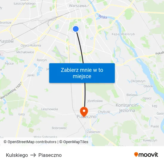 Kulskiego to Piaseczno map